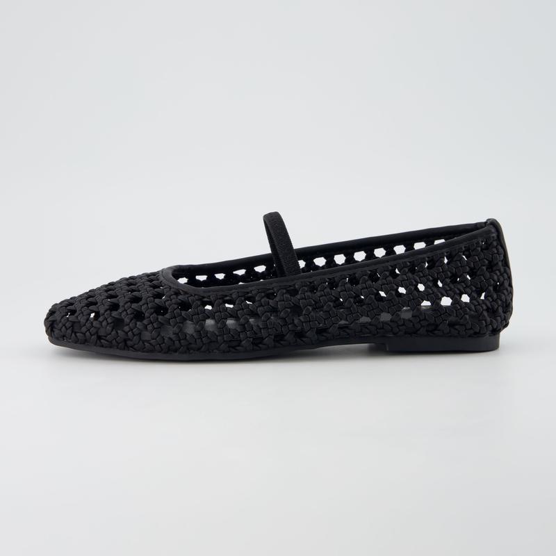 Woven Mary Jane Ballet Flats with Cushioned Insole for Women