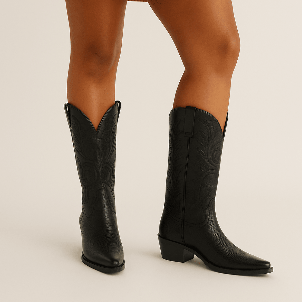 The Annie Cowgirl Western Boots With Embroidered Shaft-The Boston Boots