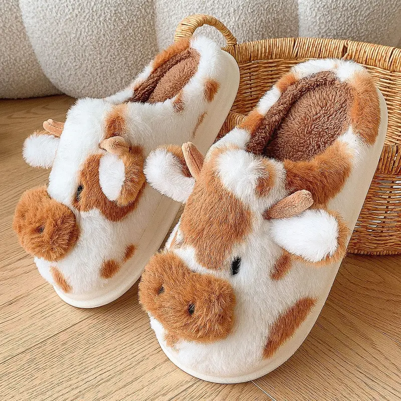 Cartoon Cow Themed Slippers For Men And Women