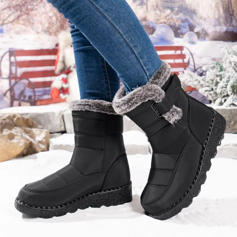 Winter Fur Lined Snow Boots For Women With Slip Resistant Sole
