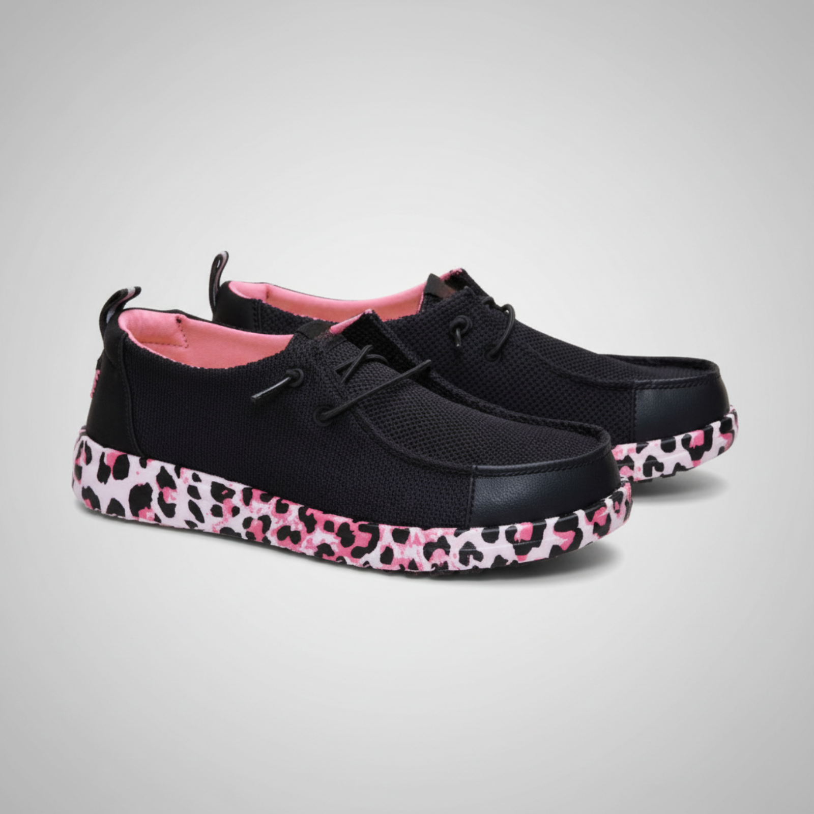 Work Mesh Lace Shoes Leopard For Women