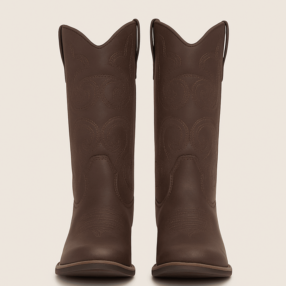 Women's Faux Leather Western Calf Boots - The Boston Boots