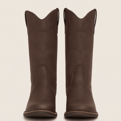 Women's Faux Leather Western Calf Boots - The Boston Boots