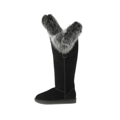 Furry Long Winter Snow Boots With Strap - The Boston Boots