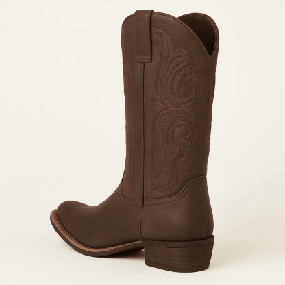 Faux Leather Western Calf Boot - The Boston Boots