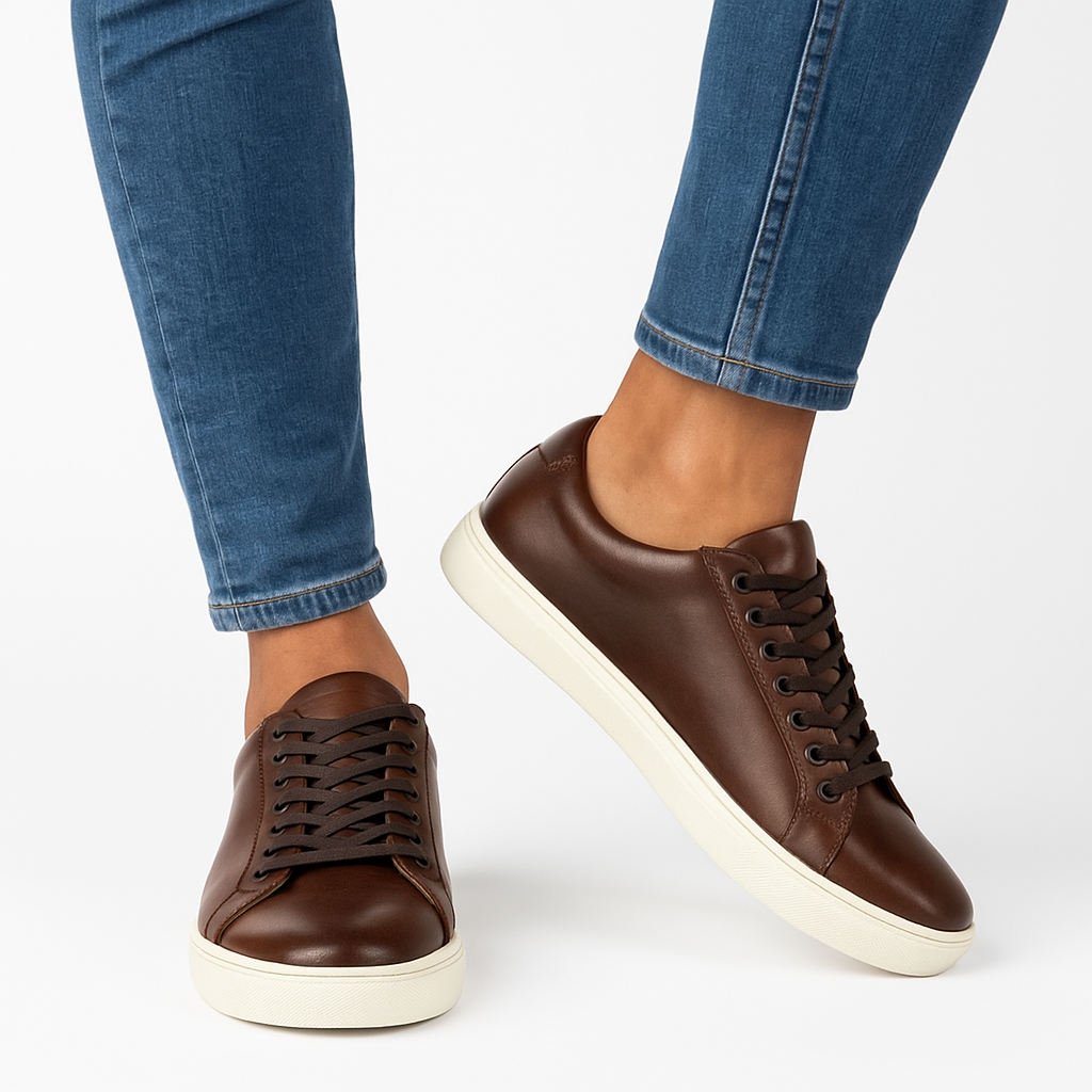 Womens Premier Low Top Casual Leather Sneakers For Everyday Wear-The Boston Boots