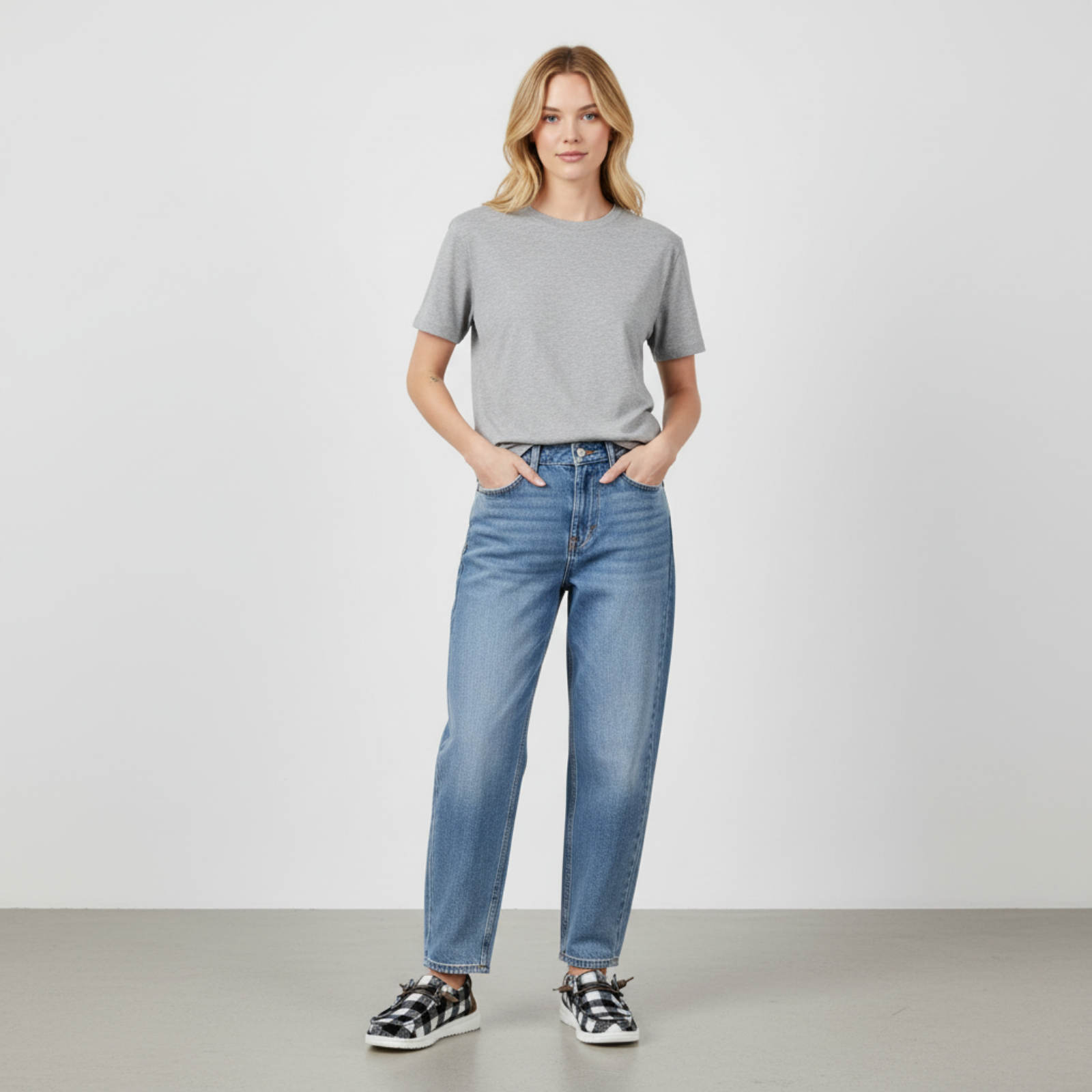 Buffalo Plaid Slip On Casual Comfort Shoes For Women