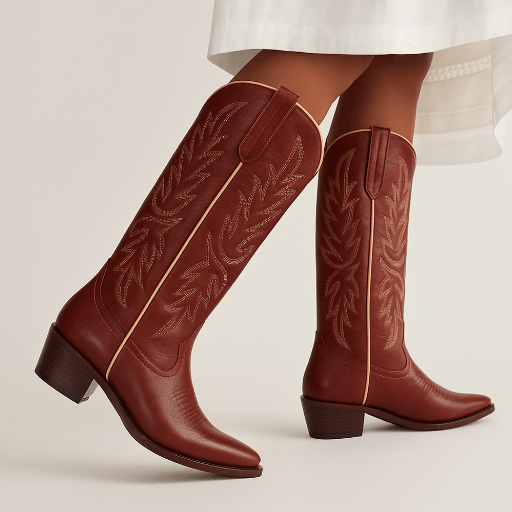 The Annie Cowgirl Western Boots With Embroidered Shaft-The Boston Boots