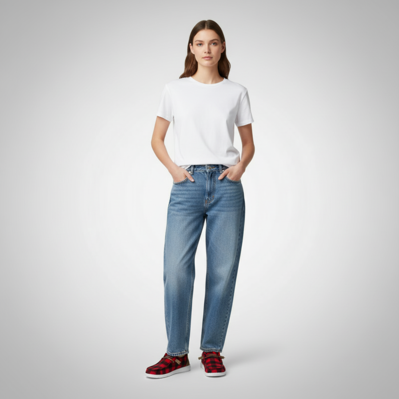 Buffalo Plaid Slip On Casual Comfort Shoes For Women