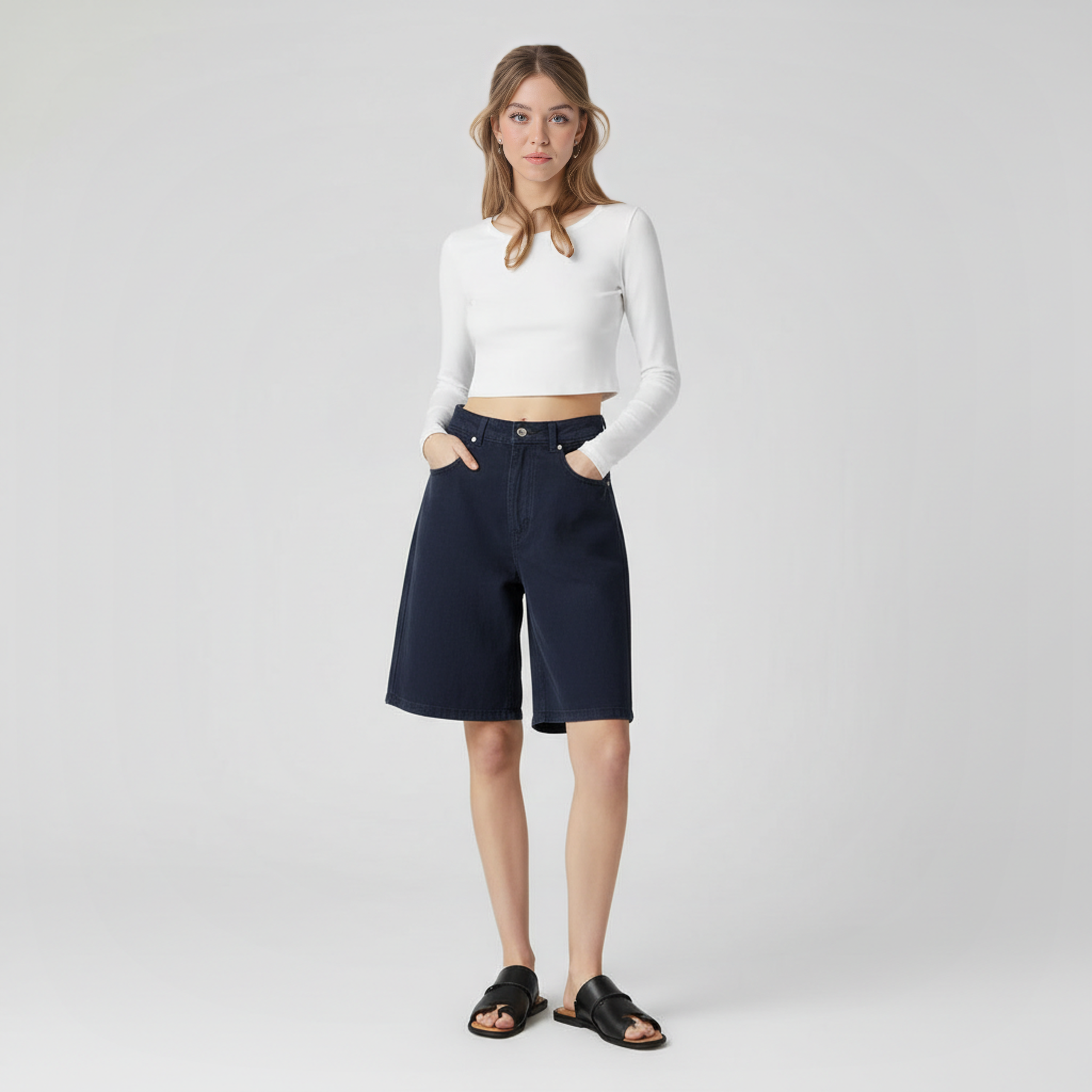 Matira Leather Cross Strap Slide Sandal