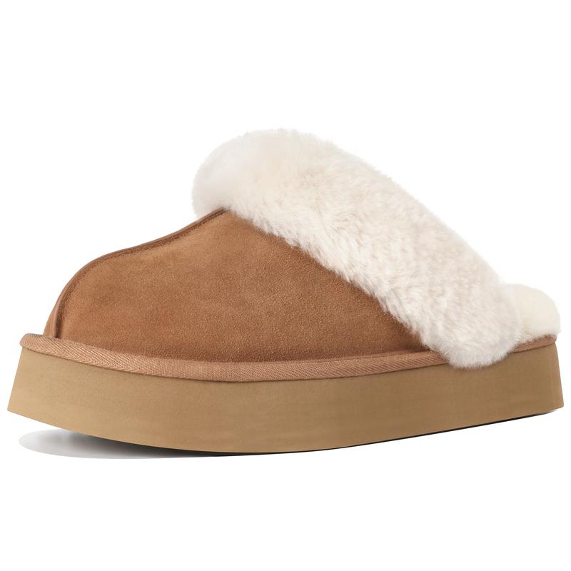 Faux Fur Fuzzy Platform Slippers For Women