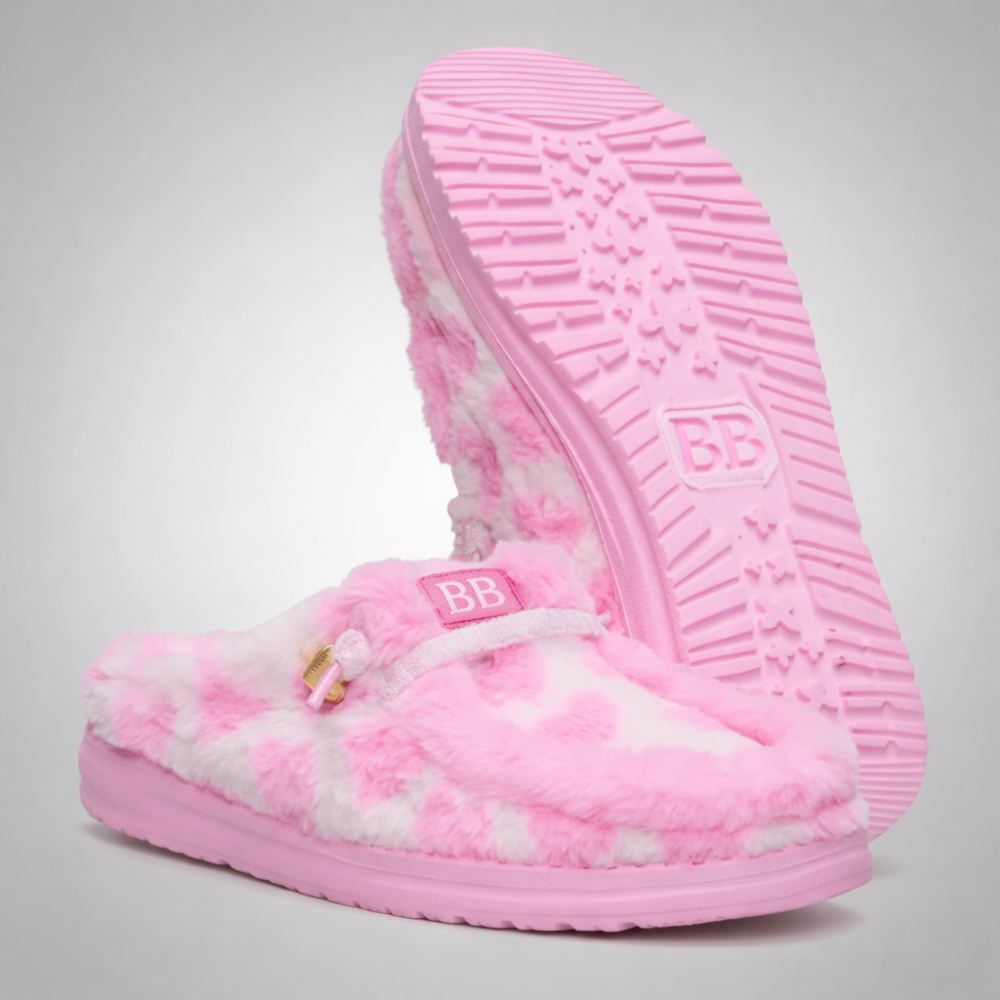 Wendy Printed Faux Shearling Slip On Slippers