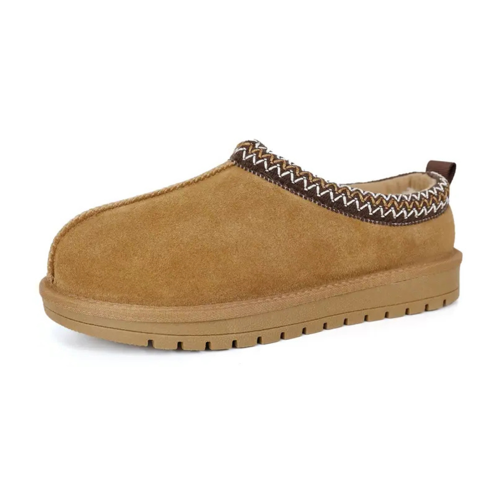 Mini Platform Suede Slippers For Women With Fur Lining