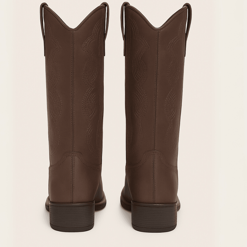 Women's Faux Leather Western Calf Boots - The Boston Boots