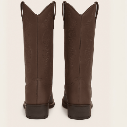 Women's Faux Leather Western Calf Boots - The Boston Boots
