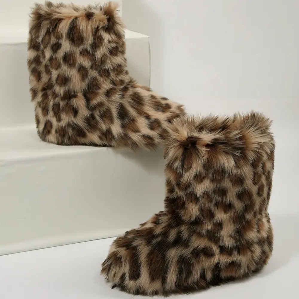 Furry Winter Boots For Women With Mid Length And Warm Lining