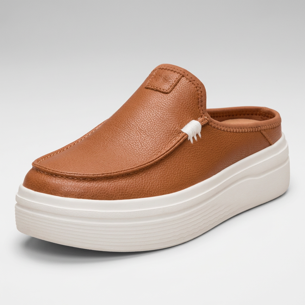 Women's Platform Leather Slip-On Mule