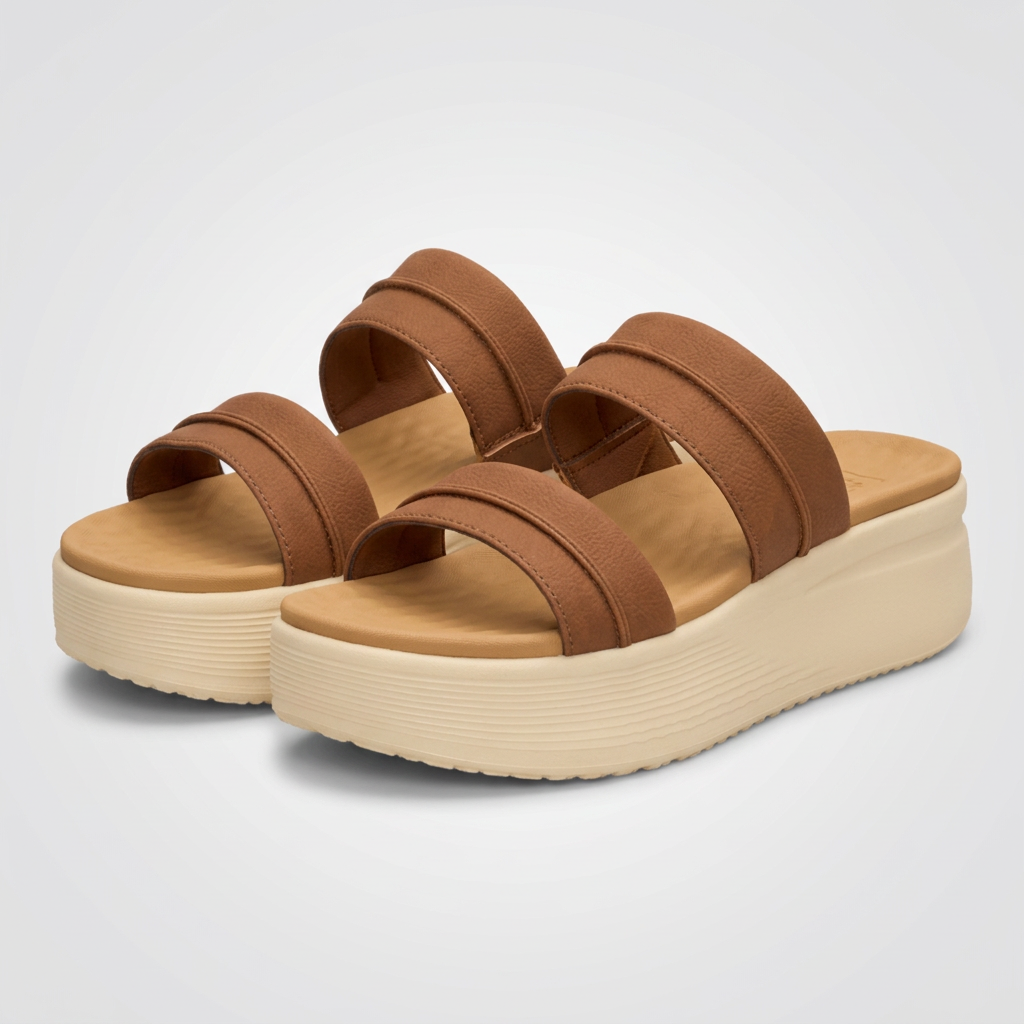 Women's Platform Slide Sandal with Memory Foam Straps