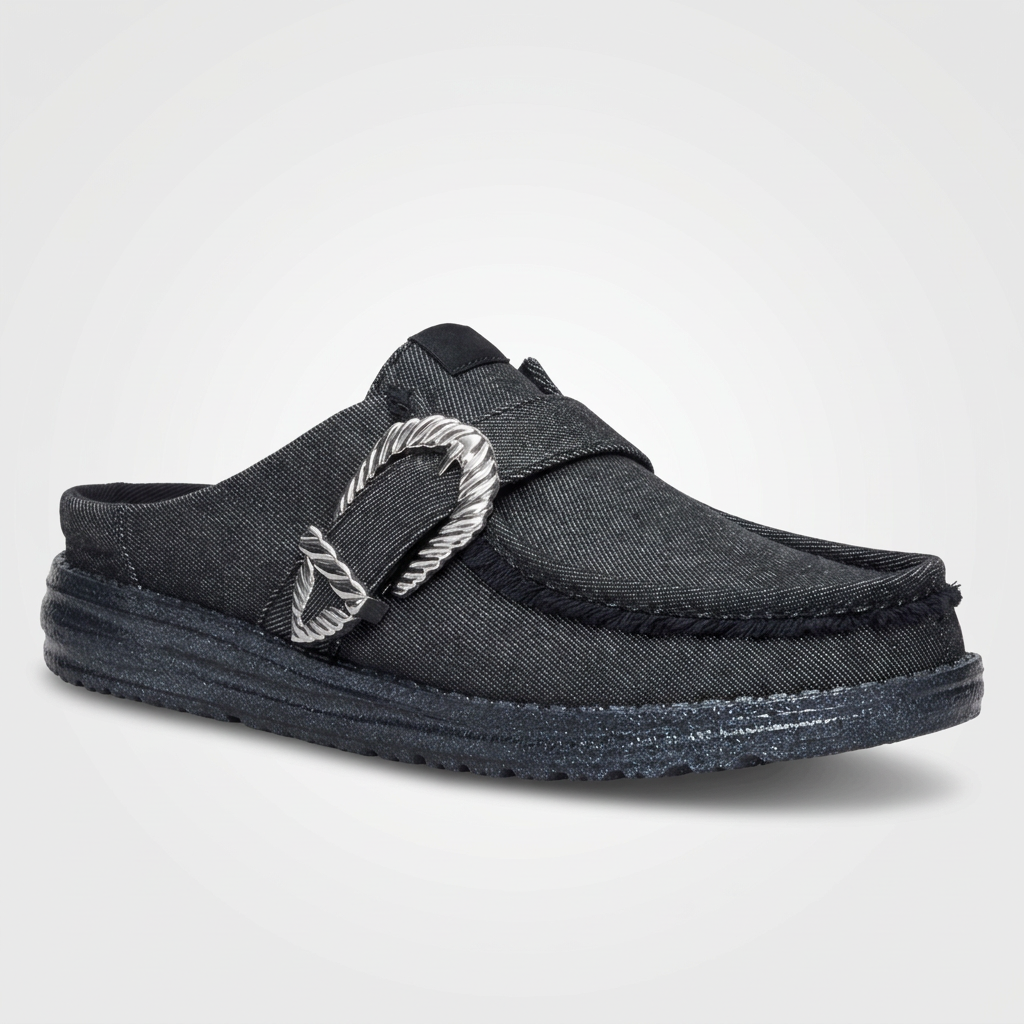 Wendy Slip Buckle Denim Mule Shoe