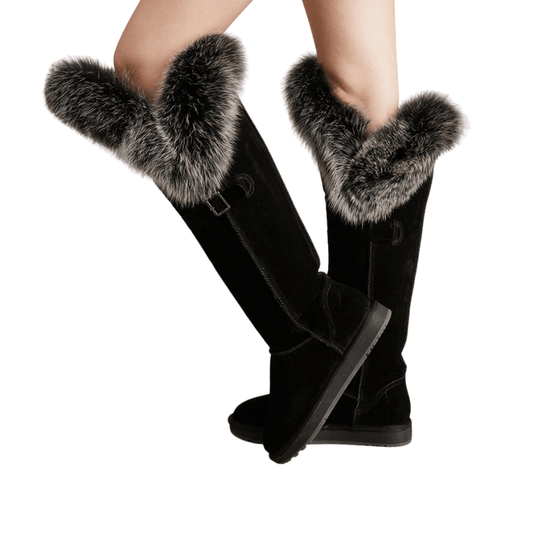 Furry Long Winter Snow Boots With Strap - The Boston Boots