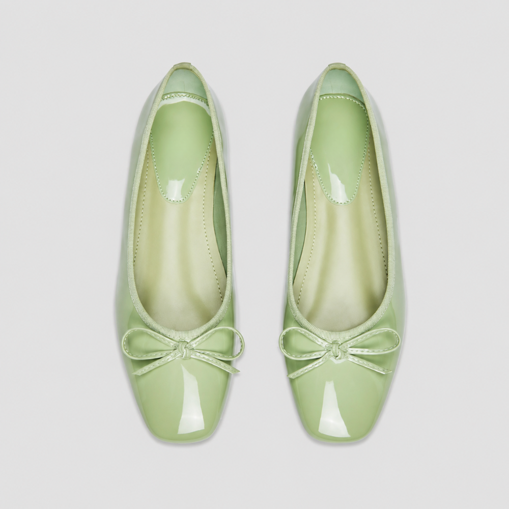 Bow Detail Mary Jane Ballet Flats with Square Front for Casual and Work Wear for Women