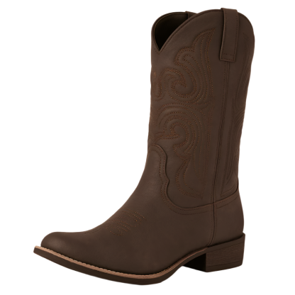 Faux Leather Western Calf Boot - The Boston Boots