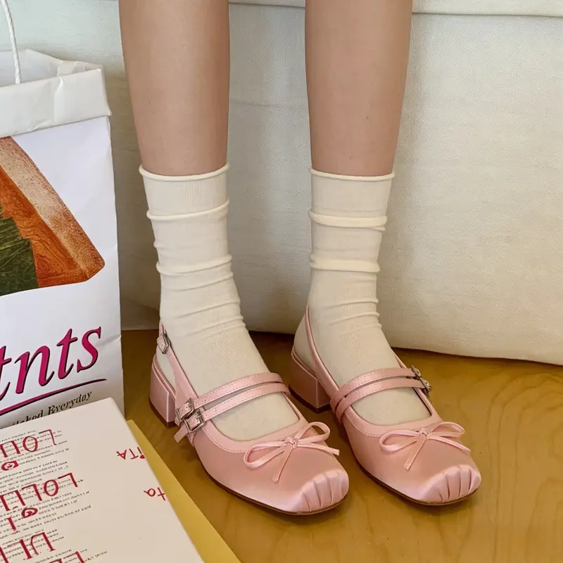 Retro Mary Jane Slingback Pumps with Bow and Buckle Detail for Women