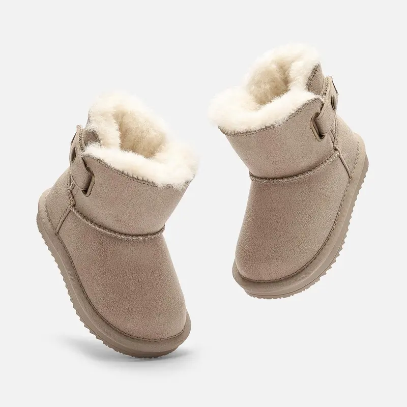Cuff Booties With Soft Plush Lining Water Resistant Grip For Kids