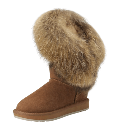 Women's Fur Lined Suede Leather Boots - The Boston Boots