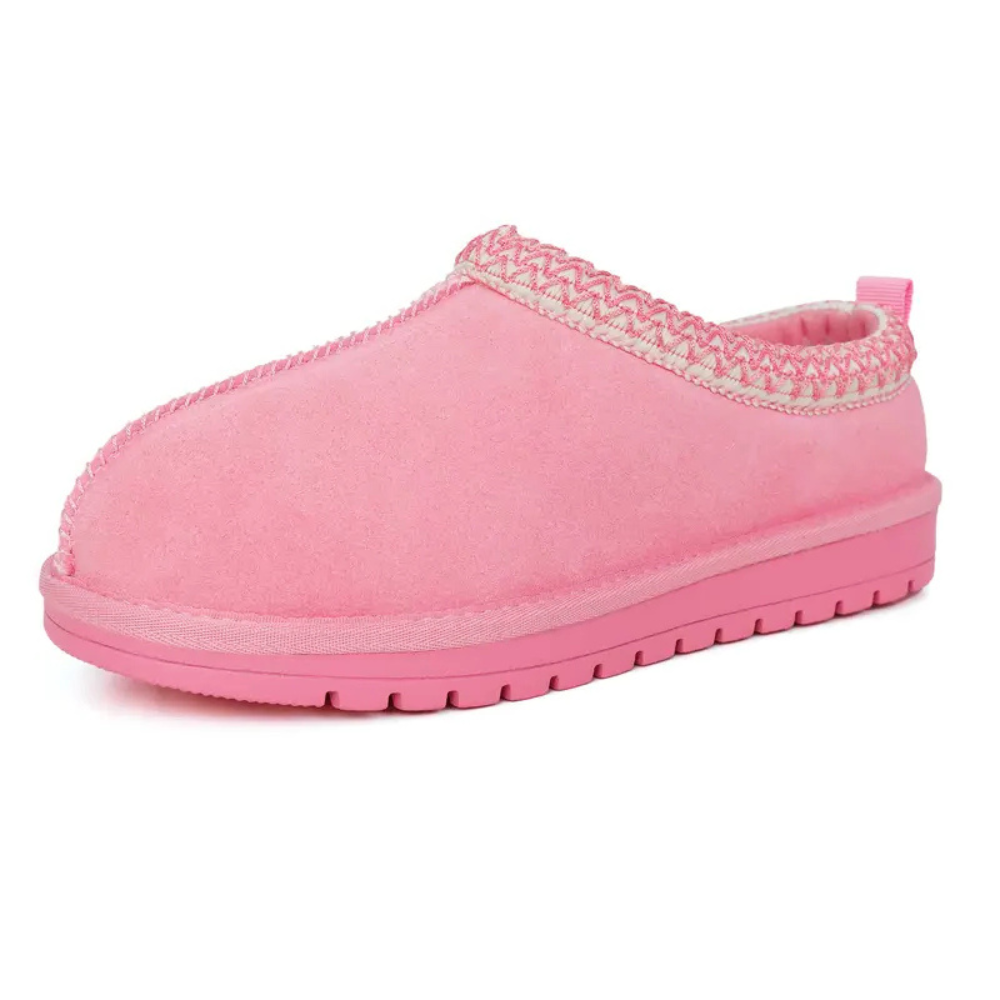 Mini Platform Suede Slippers For Women With Fur Lining