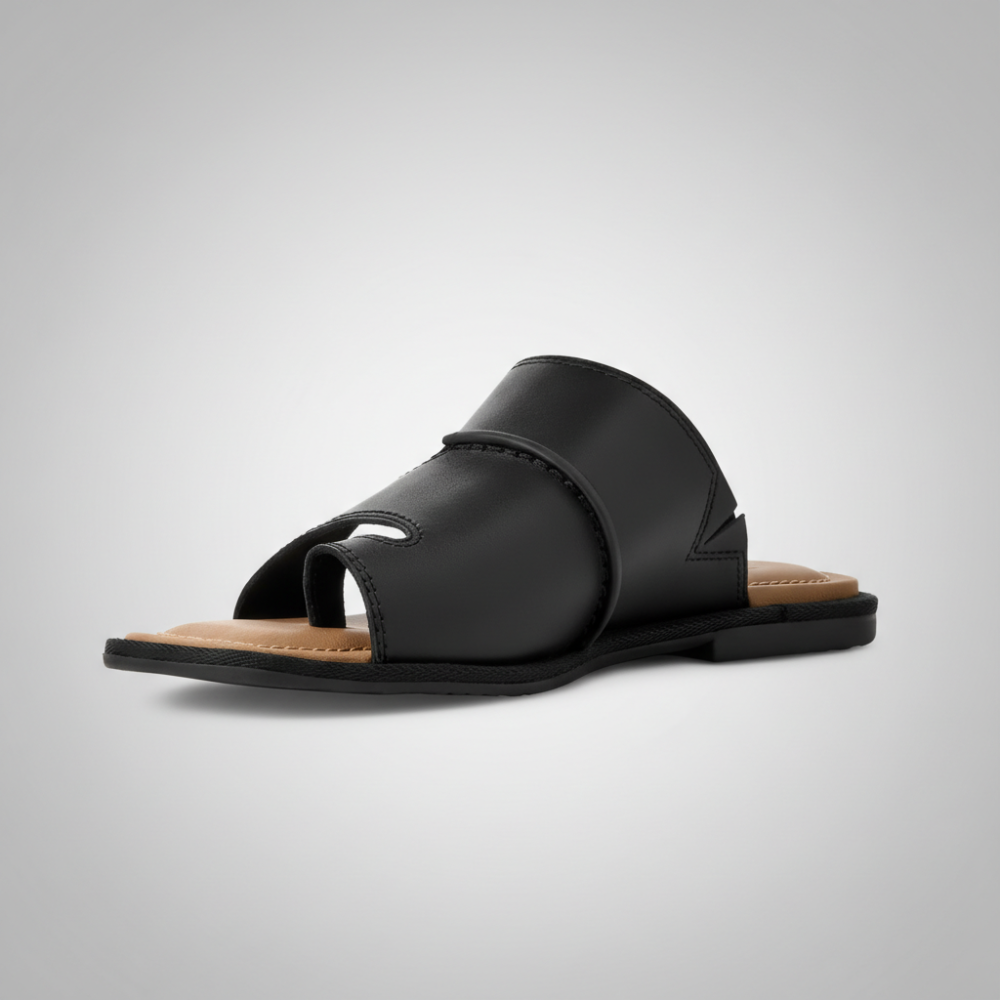 Matira Leather Cross Strap Slide Sandal