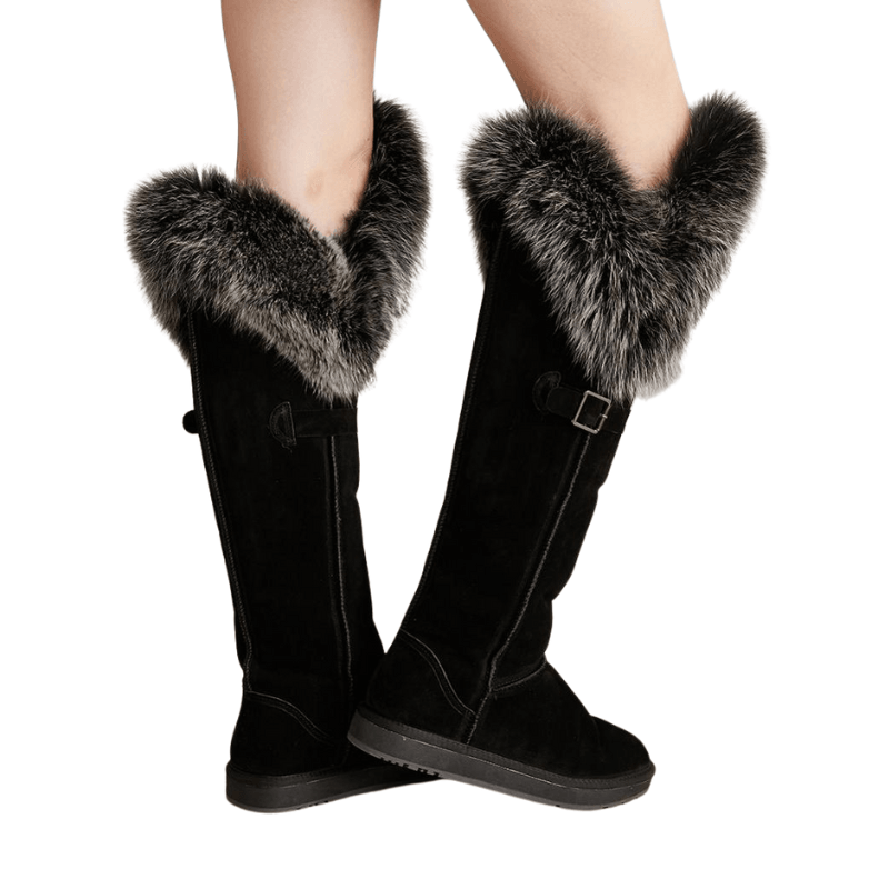 Furry Long Winter Snow Boots With Strap - The Boston Boots