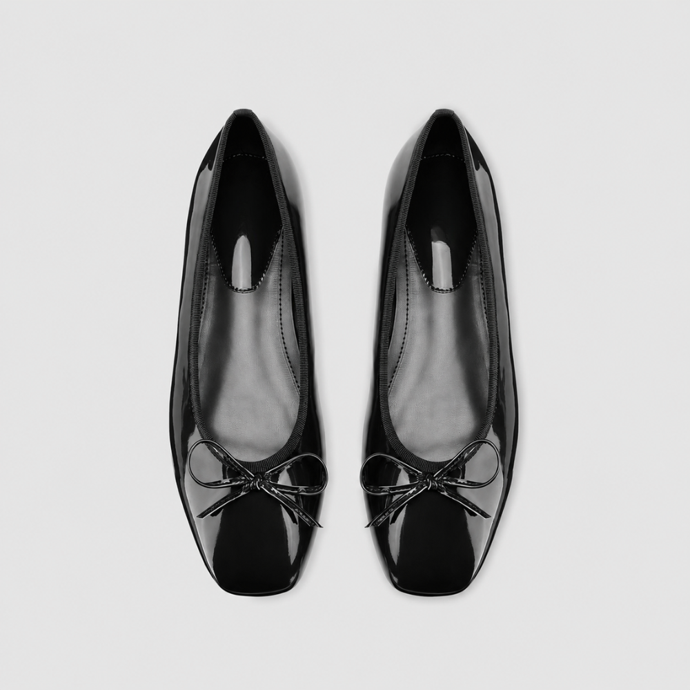 Bow Detail Mary Jane Ballet Flats with Square Front for Casual and Work Wear for Women