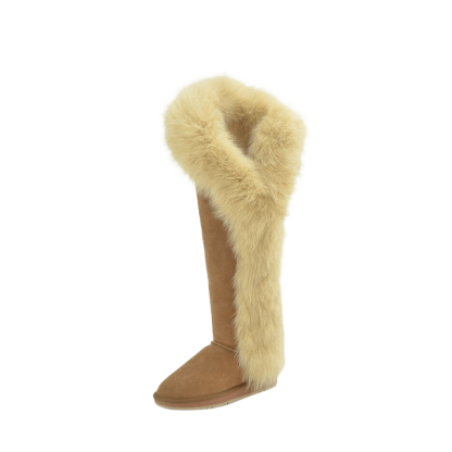 Leather High Over The Knee Snow Boots - The Boston Boots