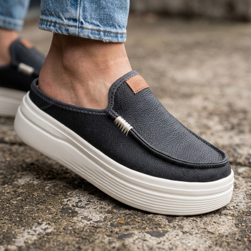 Women's Platform Leather Slip-On Mule