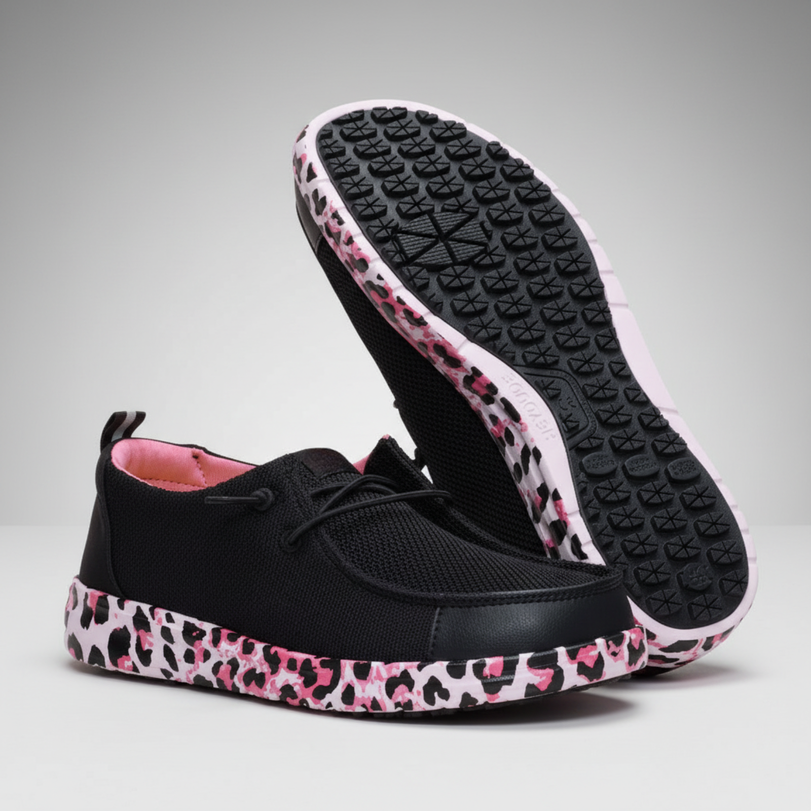 Work Mesh Lace Shoes Leopard For Women