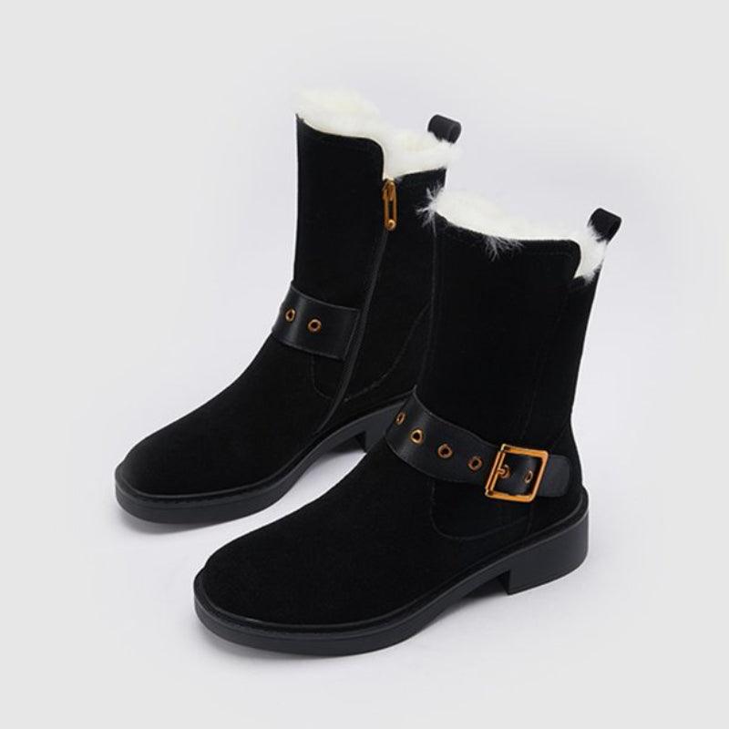 Plush Warm Chelsea Boots With Faux Suede Upper And Rubber Sole-The Boston Boots