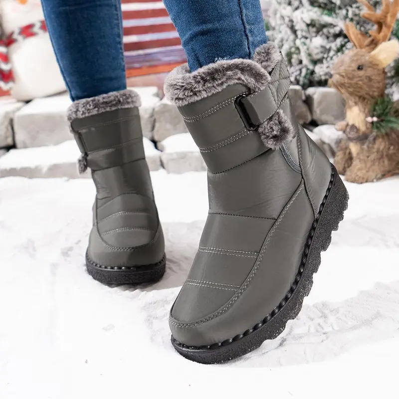 Winter Fur Lined Snow Boots For Women With Slip Resistant Sole