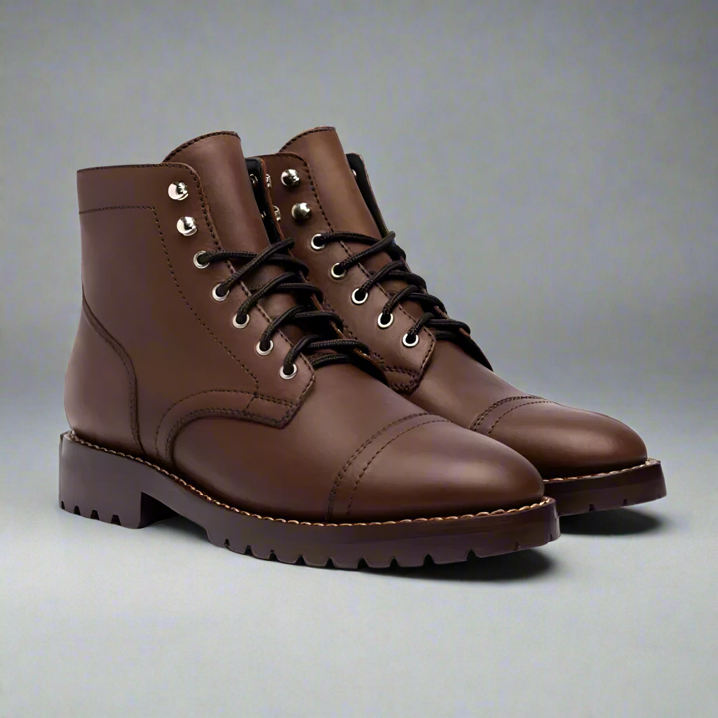 Classic Leather Lace Up Combat Boots-The Boston Boots