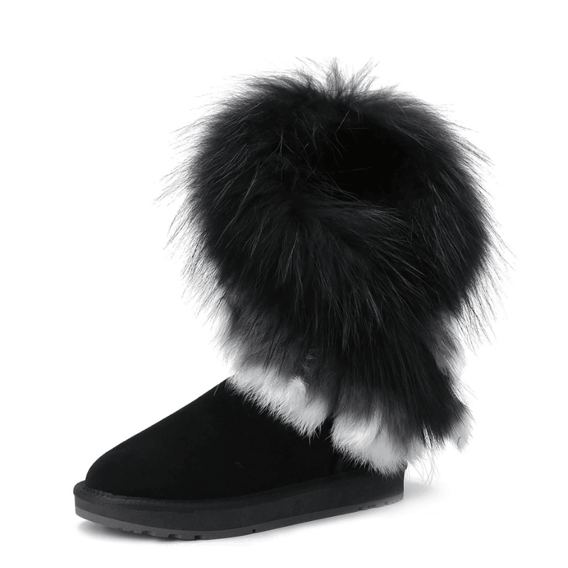 Woman Knee High Suede Leather Snow Boots - The Boston Boots