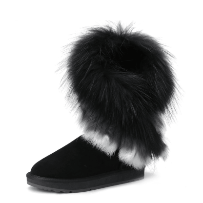 Woman Knee High Suede Leather Snow Boots - The Boston Boots