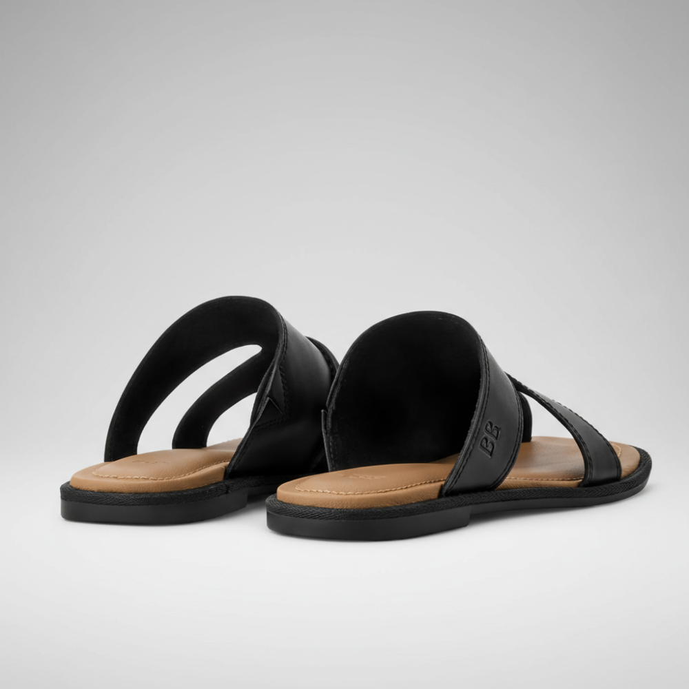 Matira Leather Cross Strap Slide Sandal