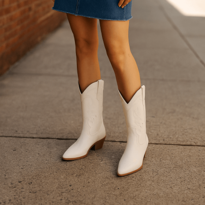 Studded Western Block Heel Boot - The Boston Boots