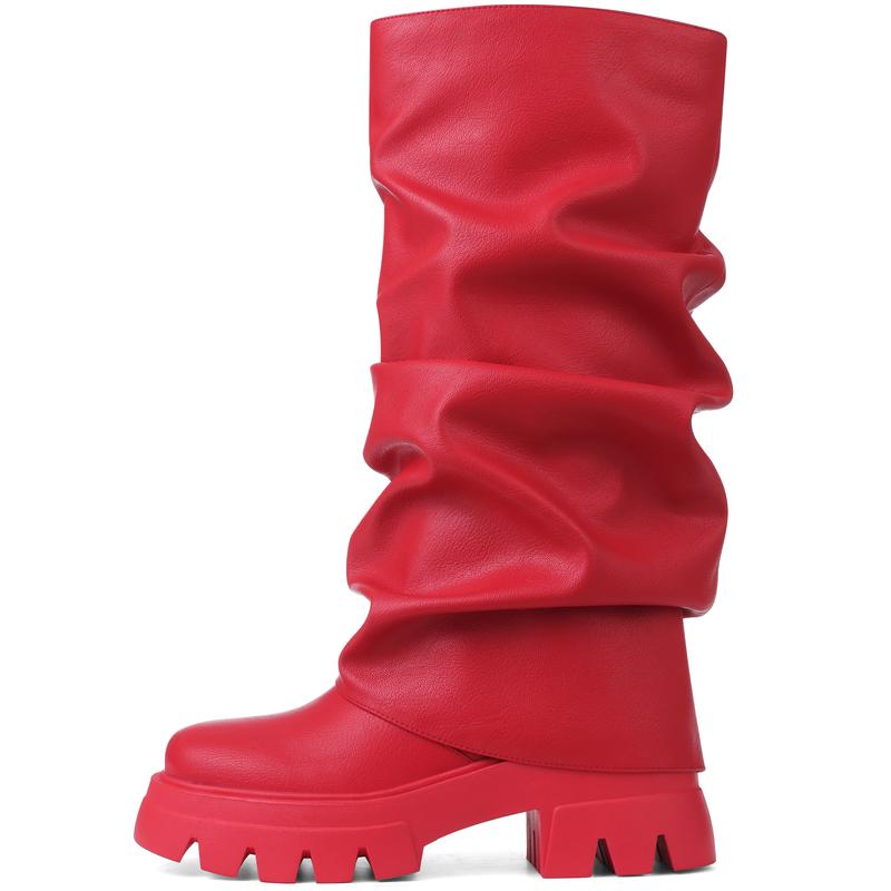 Casual Slouchy Long Chunky Platform Boots For Women