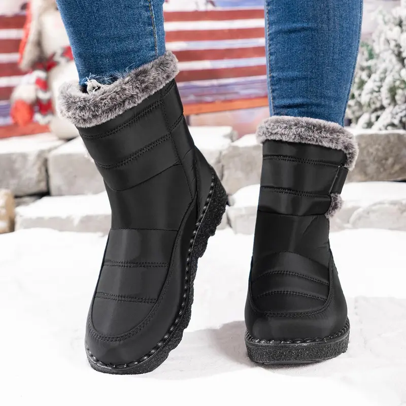 Winter Fur Lined Snow Boots For Women With Slip Resistant Sole