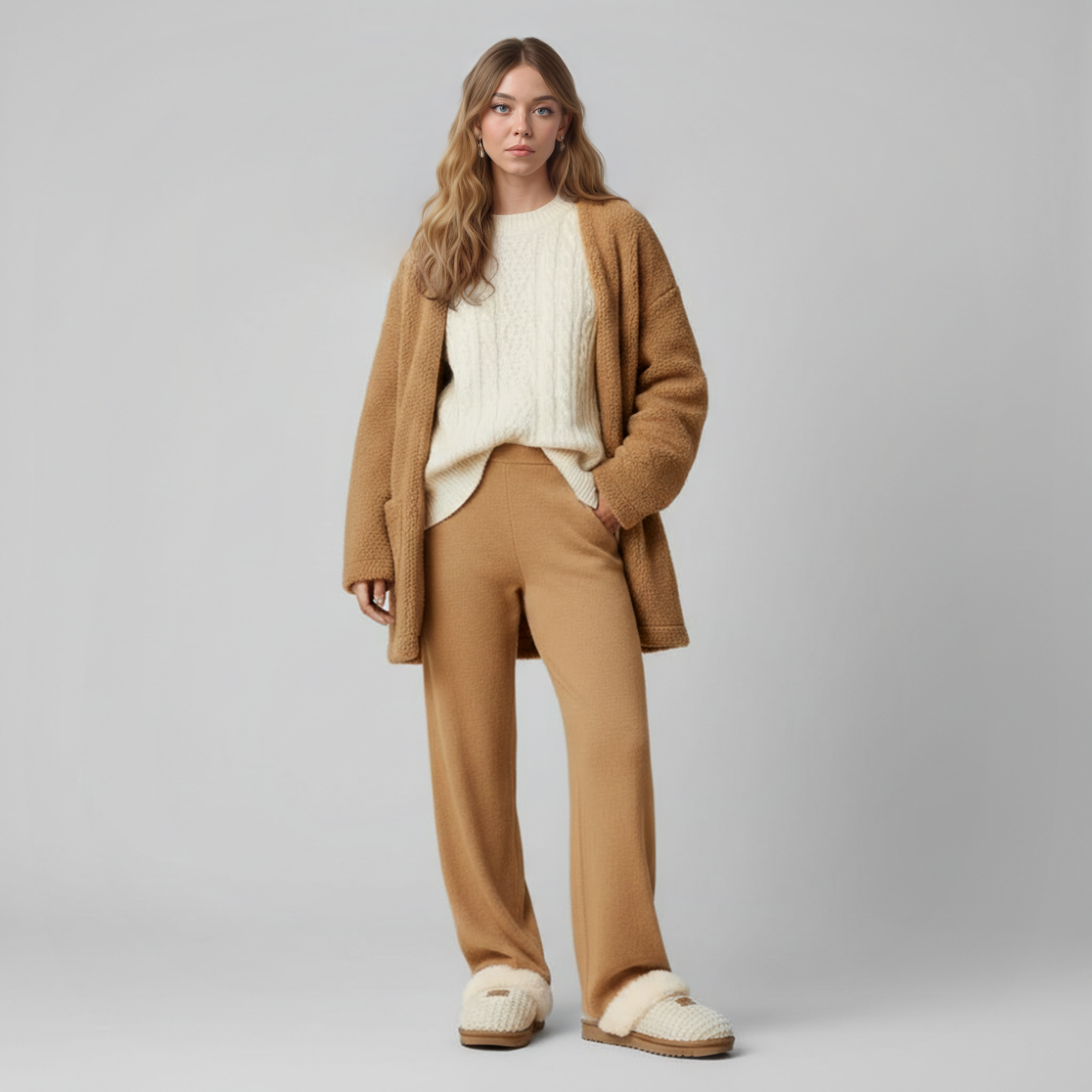 Cozy Slipper Knit Sheepskin Lined Slipper