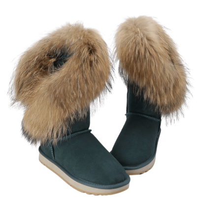 Women's Fur Lined Suede Leather Boots - The Boston Boots