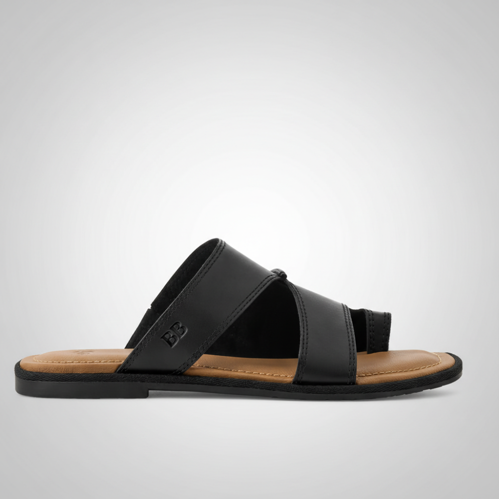 Matira Leather Cross Strap Slide Sandal