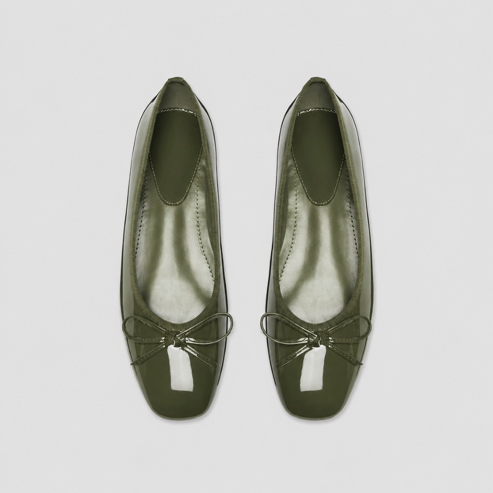 Bow Detail Mary Jane Ballet Flats with Square Front for Casual and Work Wear for Women