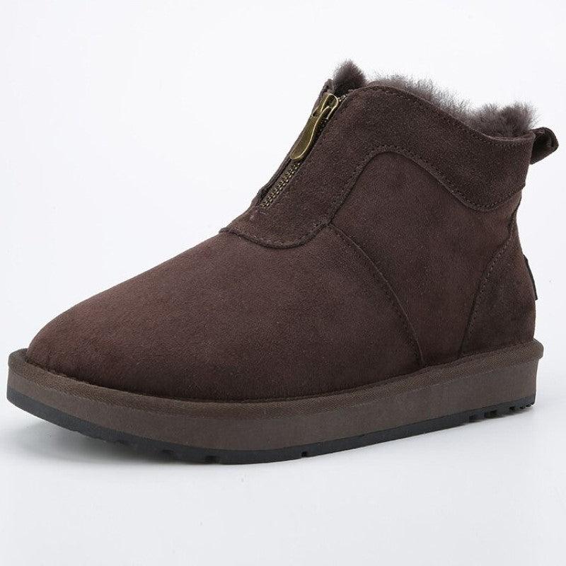 Waterproof Short Ankle Snow Boots With Zipper - The Boston Boots